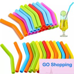 New Silicone Straw Elbow Wide Stainless Steel Reusable Cover Soft Drink Tip for OD Straws Juice Coffee Milk Multicolor -6 8mm