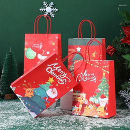 Christmas Decorations 4Pcs Merry Gift Bag Santa Claus Elk Xmas Packaging For Kids Candy Supplies Paper Bags