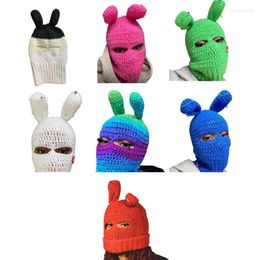 Berets Funny Knitted Beanie Hat Halloween Colourful Balaclava Costume Party Cosplay- Hats