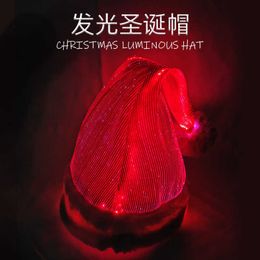 Straight Colourful Fibre Optic Glow Hat Christmas Decorative Gift Fibre Fabric Hat Red Christmas