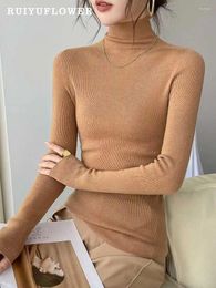 Women's Sweaters Autumn Winter Korea Lady Long Sleeve Turtleneck Slim Seamless Integrate Wool Bottoming T-Shirt Female Pullover Top Women