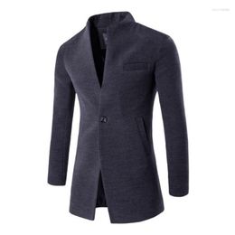 Men's Jackets Men's Fashion Long Casual Cardigan Coat One Button Autumn Winter Blend Mens Overcoat Warm