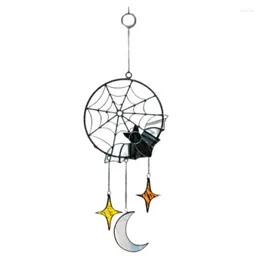 Decorative Figurines Bat Dream Catcher Halloween With Moon Star Pendant Gothic Wall Hanging Ornament