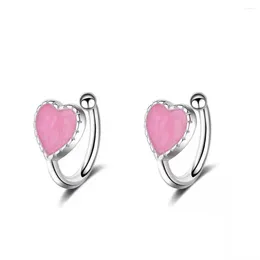 Hoop Earrings Fashion Childer Pink Green Enamel Cute Heart Clip For Baby Girl Women Beautiful Party Jewelry Pendientes Accessories