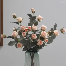 Decorative Flowers 7 Head Artificial Country Style Vintage Autumn Colour Rose Branch For Wedding Home Table Decoration