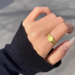 Stud Earrings 1pc Creative Watch Shape Rings For Women Adjustable Opening Mini Finger Ring Couple Gift