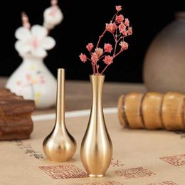 Vases 2PCS Mini Pure Copper Vase Gold Decor Living Room Antique Vase Unique Flower Vase Nordic Vase Hot GoldenL23/10/23