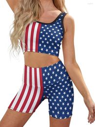Women's Tracksuits Women's Women 4th Of July Outfits Stars Stripes Tank Tops And Cual Eltic Shorts Summer Streetwear Clubwear 2 Piece