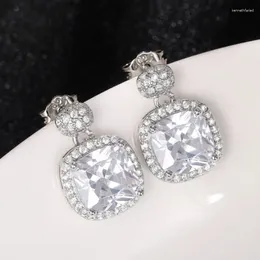 Dangle Earrings Huitan Fashion Contracted Drop Women Luxury Crystal Cubic Zirocnia Aesthetic Bridal Wedding Jewelry