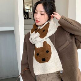 Eyes Dog Cartoon Thickened Scarf for Women in Winter Versatile Korean Edition Student Warm Neck Christmas Gift Trend 231015