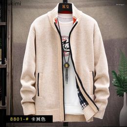 Men's Sweaters 2023 Thick Warm Sweater Jacket Cardigans Solid Zipper Front Cardigan Fleece Wool For Men Coats