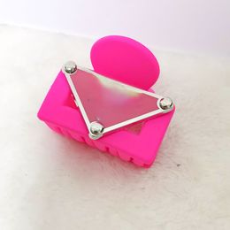 Simple French Inverted Triangle Mark Candy Color Rectangular Catch Gap Former Red Barrettes Temperament Back Head Hair Claw Head Accessories Female