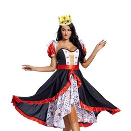 Halloween Costume Women Designer Cosplay Costume Halloween Costumes Small Shawl Red Queen Large Skirt Stage Performance Costumes Poker Signboard Queen Dress