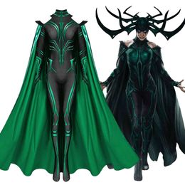 Cosplay Costume Thor Ragnarok Supervillain Hela Jumpsuit Bodysuit Cloak Suit Halloween Costumes for Aldult Women
