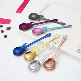 Spoons 1Pcs Stainless Steel Coffee Spoon Cartoon Guitar Creative Milk Ice Cream Candy Teaspoon Accessories Kitchen Dring Bar
