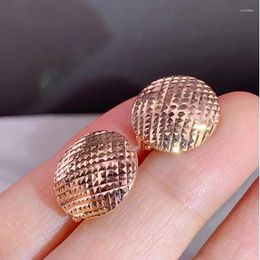 Stud Earrings Solid 18K Rose Gold Women Big Round Italian Design