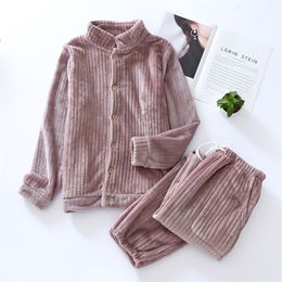 Women's Two Piece Pants Winter Flannel Female Pajamas Set Long-Sleeve Warm Thick All Size Men's Women's Casual Soft Nightshirt Lovers Homewear 231021