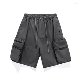 Men's Shorts Fashion Techwear With Big Pockets Loose Fit Cargo Short Joggers Washed Tactical Pants Elastic Waist
