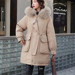 Women's Down Winter Thick Warm Long Parkas Women Fashion Fur Hooded Loose Coats Female Elegant Cotton Jackets Outwear Ladies