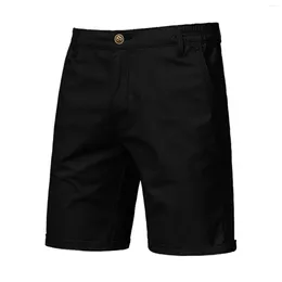 Men's Shorts Fashion Casual Solid Color Multi Pockets Male Trunks Outdoor Button Trousers Men Daily Wear Athletic
