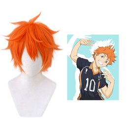 Haikyuu Nekoma High School Hinata Syouyou Wig Short Orange Fluffy Layered Heat Resistant Synthetic Hair Anime Cosplay Wigs