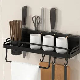 Kitchen Storage Shelf Wall Hanging Hole Free Seasoning Stainless Steel Rack Supplies Household Knife Rest Holder Organiser