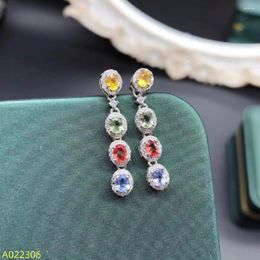 Stud Earrings KJJEAXCMY Brand Boutique Jewellery 925 Sterling Silver Inlaid Natural Colour Sapphire Girls'