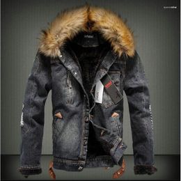 Men's Jackets Men's Winter Denim Jakcet Fleece Vintage Clothes Oversized Fur Collar Thicken Casual Jacket Coat Men Clothing S-6XL 41