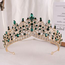 Vintage Crowns And Tiaras Peach Crystal Bridal Women Tiara Crown Pageant Prom Diadem Wedding Hair Accessories