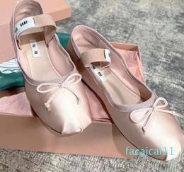 Paris Ballet Fashion Designer Professional Dance Shoes 2023 Satin ballerinas mm Platform Bowknot Shallow Mouth Single Shoe flat sandals for women