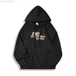 Designer Balanciaga Hoodie Balencaigaity New Paris World Inkjet Graffiti Pure Original Light Luxury OS Loose Speckle Advanced Light Luxury Couple Sweater