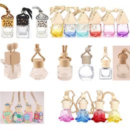 Car Cube Refillable Perfume Empty Bottle Auto Hanging Pendant Air Freshener Auto Perfume Essential Oils Diffuser Bottles Glass Carstyling ZZ