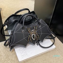 Novelty Bat Wing Shoulder Bag Devil PU Leather Spider Web Crossbody Handbags for Women