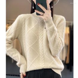 Women's Sweaters Women S Autumn Winter Arrival Half Turtleneck 100 Cashmere Sweater With Diamond Pattern Loose Fit Versatile Wool