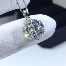 Pendants Inbeaut 925 Silver 5 Ct Round Excellent Cut Sparkling D Color Pass Diamond Test Moissanite Pendant Necklace Engagement Jewelry