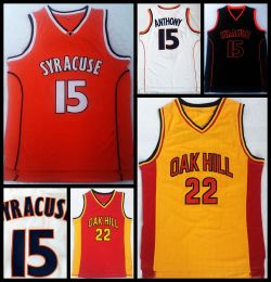 CUSTOM #22 Oak Hill High School Jersey Carmelo Anthony #15 Syracuse College Basketball Jersey Mens Stitched Orange White Yellow