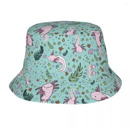 Berets Axolotl Bucket Hat Women Men Unisex Trendy Amphibian Relaxolotl Relax Summer Fisherman Cap