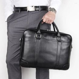 Briefcases Waterproof Business Handmade Bag Genuine Leather Briefcase For 14 Inch Mackbook Businessman Tote Bags Handbags Male Durable