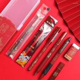 M&G 8Pcs/Set 2B Computer Mechanical Pencil 2.0 Lead And Gel Pen Refills 0.5mm Black Forbidden City Exam Gift Box