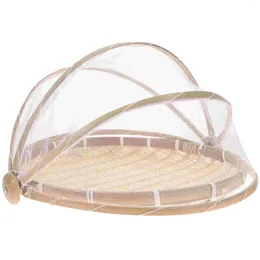Dinnerware Sets Net Cover Bamboo Basket Woven Container Veggie Tray Lid Screen Craft Steamed Bun Drying Dustpan Multi-purpose Ware