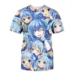 Men's T Shirts Kono Subarashii Sekai Ni Shukufuku O! Konosuba Men Summer T-shirt Cosplay Megumin Aqua Tops Tees