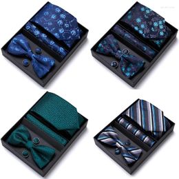 Bow Ties Stripes Dot Jacquard Men Butterfly Tie Bowtie Pocket Square Hanky Cufflinks Suit Set Accessory Wedding Holiday Party Gift