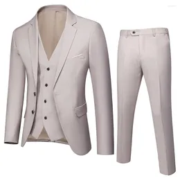 Men's Suits Boutique Business Wedding Suit Set Of 3 Pieces High-quality Solid Colour Formal Dress Double Button M-5XL