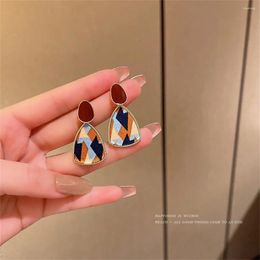Dangle Earrings Retro Oil Painting Mosaic Colour French Romantic Drop For Women 2023 Fashion Jewellery Girls Ear Accessories
