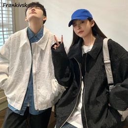 Women's Jackets Autumn Women Baggy Couple Versatile Hip Hop Korean Style Pure Colour Stylish Daily Teenagers Lapel Comfortable Classic