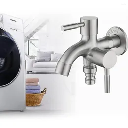 Bathroom Sink Faucets Dual Control Faucet Double Valves Water Tap 1/2 Washing Machine Garden Tank Adapter Hose