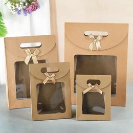 Gift Wrap 2pcs Multi Size Bag Window Kraft Paper Flower Carrying Holiday Birthday Wedding Supplies