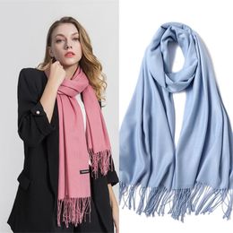 Scarves Fashion Winter Women Scarf Thin Shawls and Wraps Lady Solid Female Hijab Stoles Long Cashmere Pashmina Foulard Head Scarves 231021