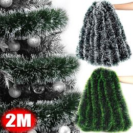 Christmas Decorations 200CM Ribbon Garland Xmas Tree Foil Pull Flower Ribbons Ornaments Green Cane Tinsel Wedding Party Decoration Supplies 231023