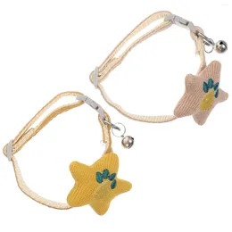 Dog Collars 2 Pcs Personalised Cat Collar Bell Design Comfortable Pet Dogs Medium Adjustable Neck Five-pointed Star